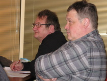 Pekka Väisänen ja Hannu Savolainen Vesileppiksessä tammikuussa -09 osastojen kehittämis kokouksessa.